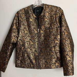 ASOS Jacquard Gold Bomber Jacket - Size 6